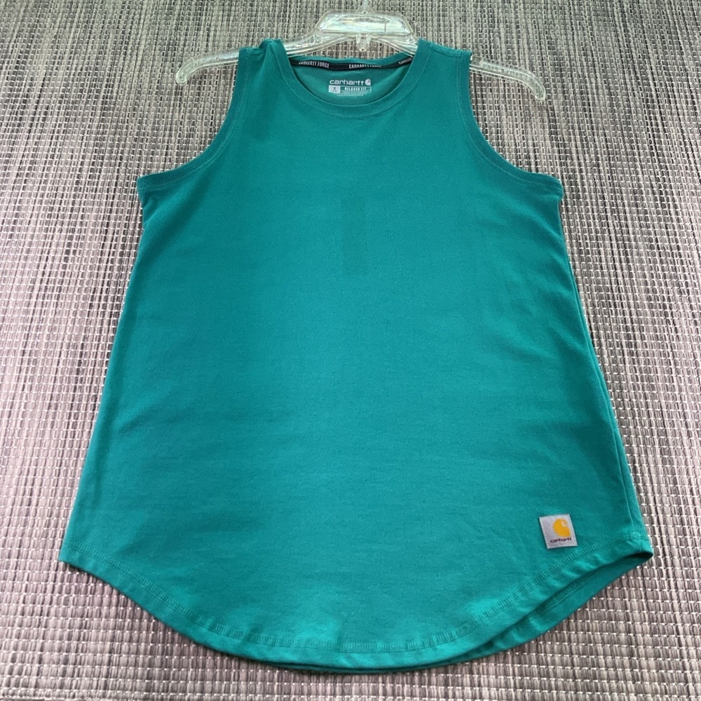 Carhartt Force Womens Relaxed Fit Sleeveless T-Shirt Teal Green TK5414-W Small